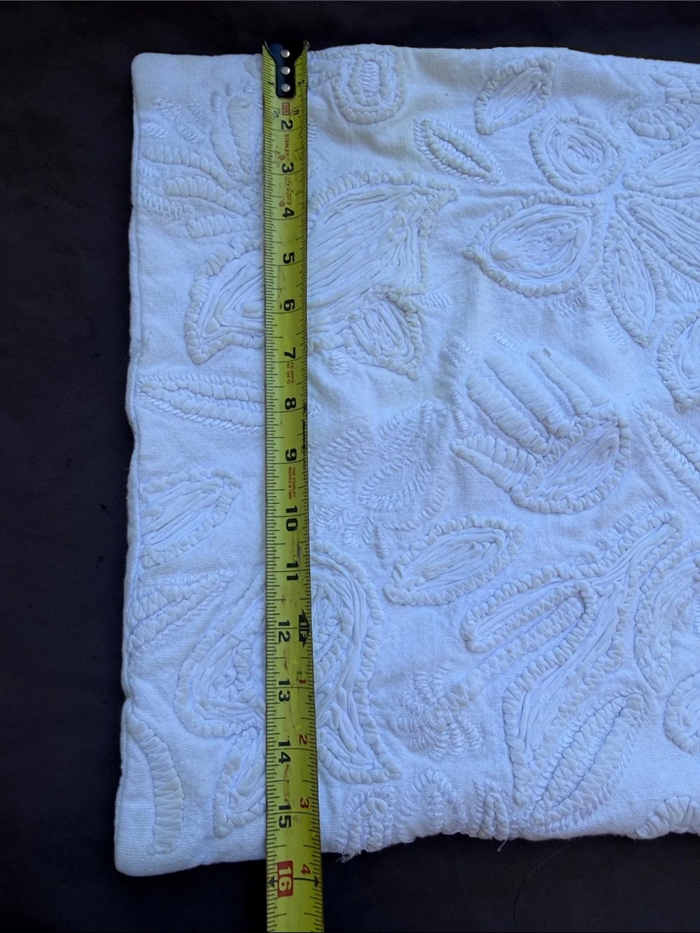 Anthropologie White Textured Floral Pillow Sham
